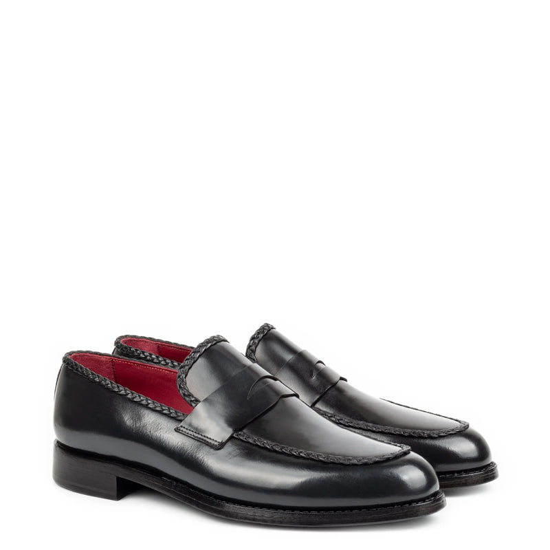 Claasic Design Plain Polished Leather Loafer Black