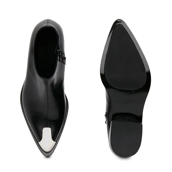 Punk Leather Boots Silver Toe