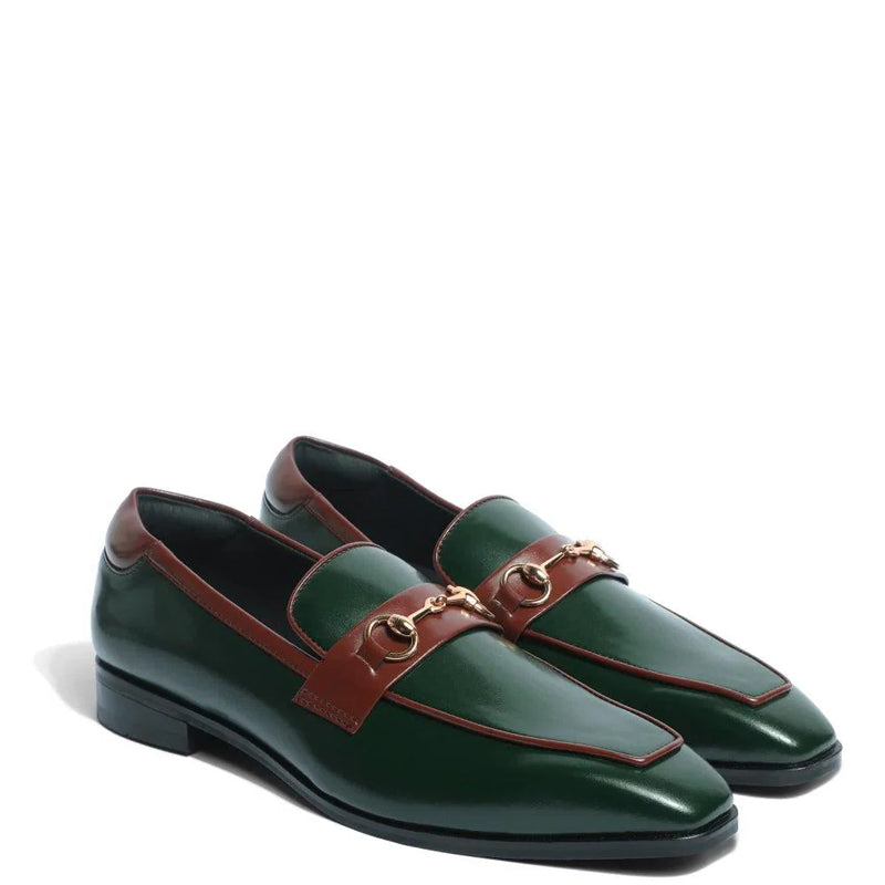 Men Slip On Leather Horsbit Buckled Loafer