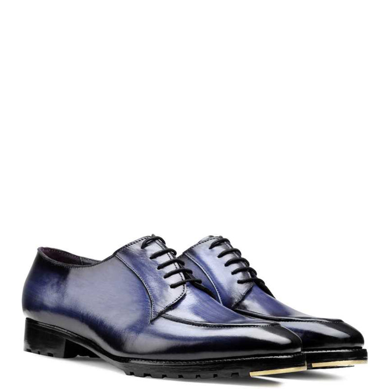 Captain Designer Leather Derby Shoe Blue