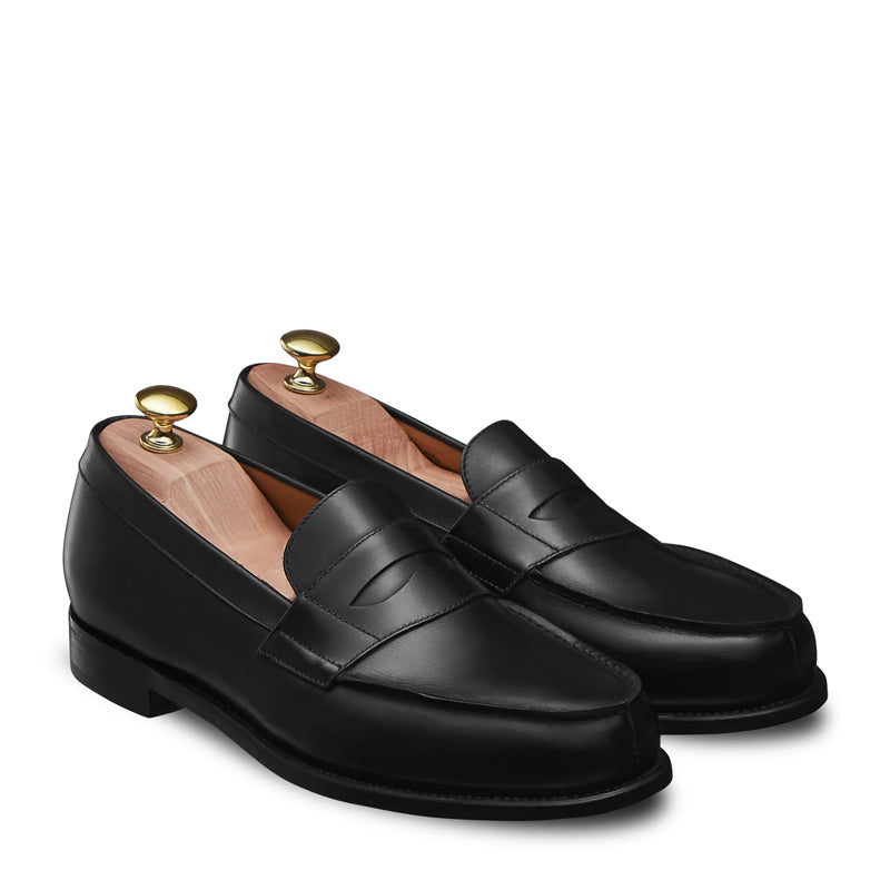 Classic Leather Black Penny Loafer For Men