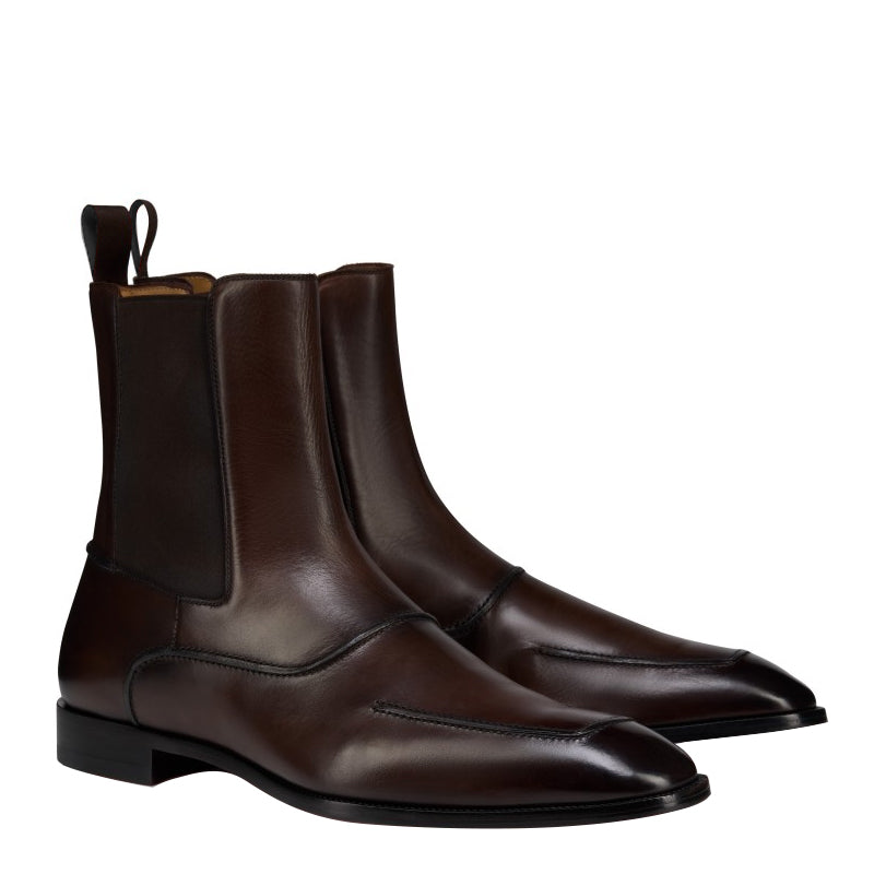 Classic Chelsea Leather Pointed Italian Boot 12/46 / Chocolate Brown / Leather Sole