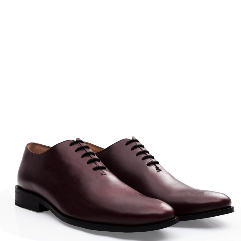 Classic Plain Wholecut Leather Oxford Shoe Burgundy