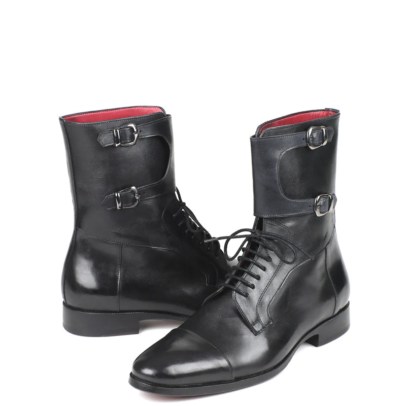 Men Cap Toe Leather High Ankle Boot Tan