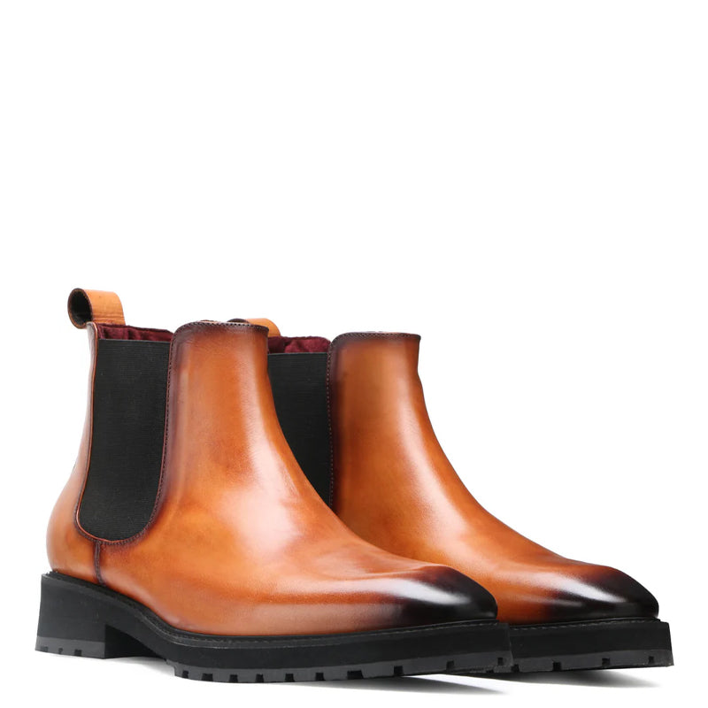 Luxury Mid Top Leather Chelsea Boot Tan