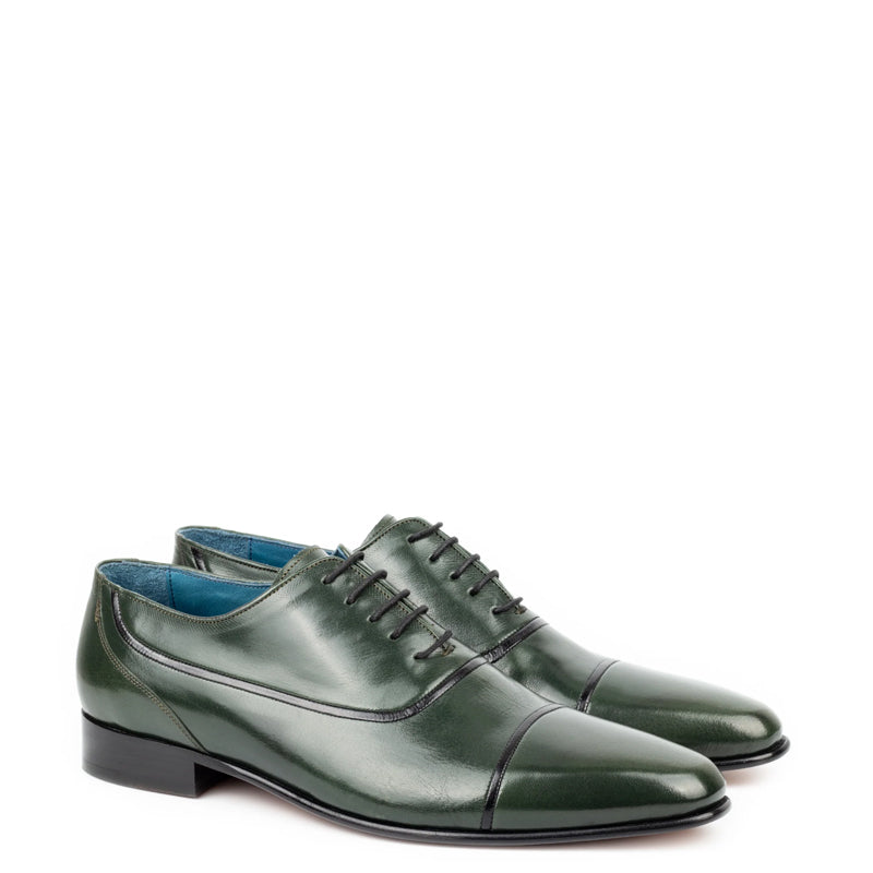 Premium Shiny Leather Lace-Up Formal Oxford Green Shoe