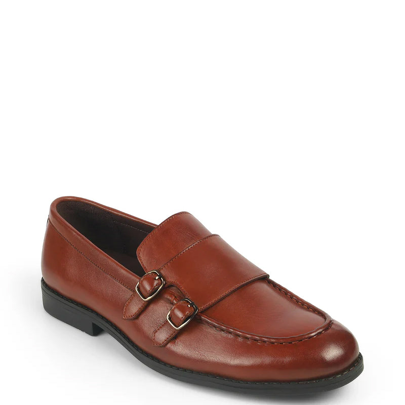 Classic Pure Leather Double Monkstraps Shoe Tan