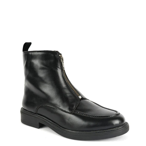 Polished Leather Front Zip Up Boot For Men