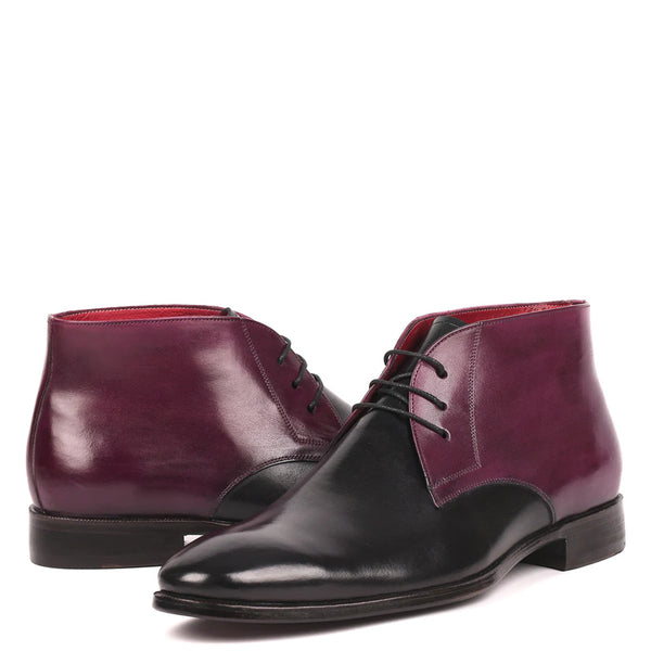 Men Handmade Plain Toe Leather Chukkas Boots
