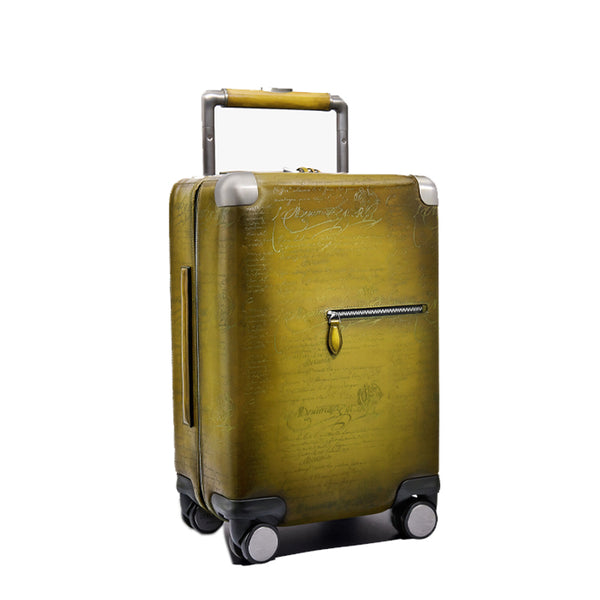 Luxury Eel Leather Trolley Case - Green