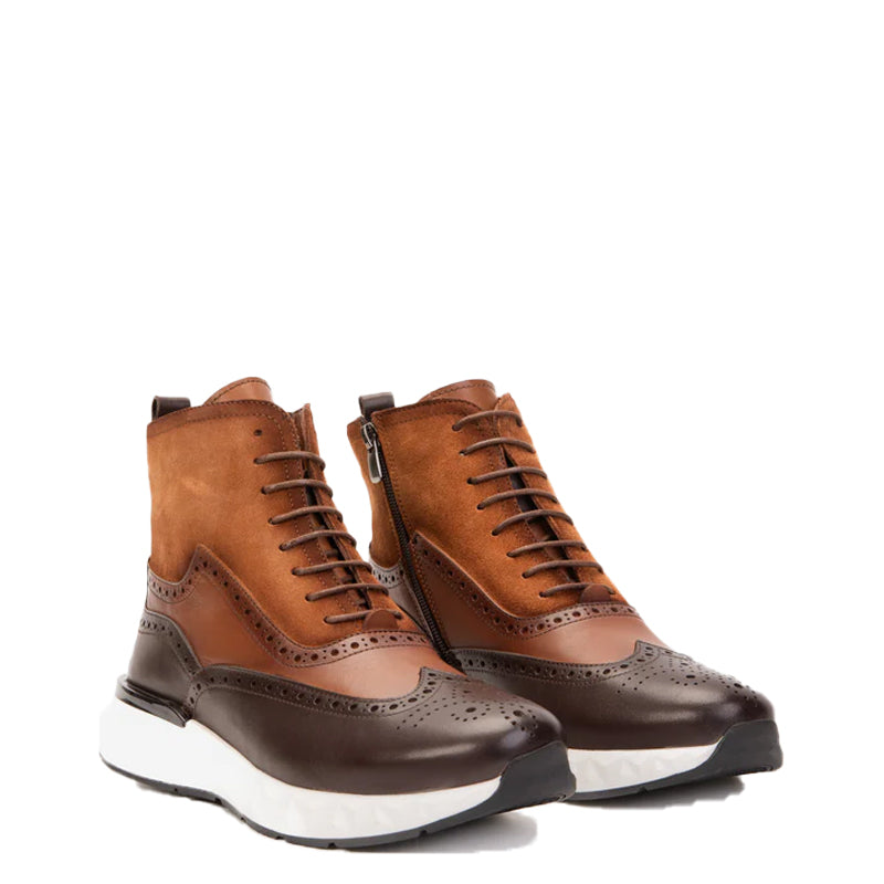 Premium Leather Lace-Up Wingtip Burgundy Boot