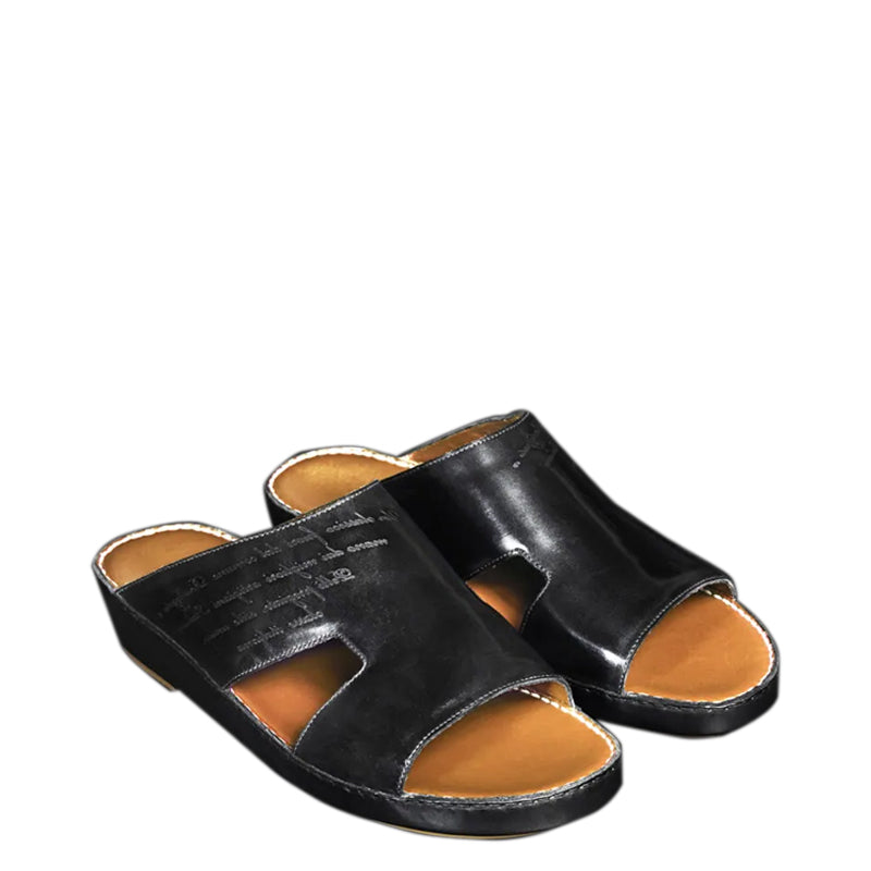 Handmade Luxury Leather Comfort Arabic Black/Green Sandal