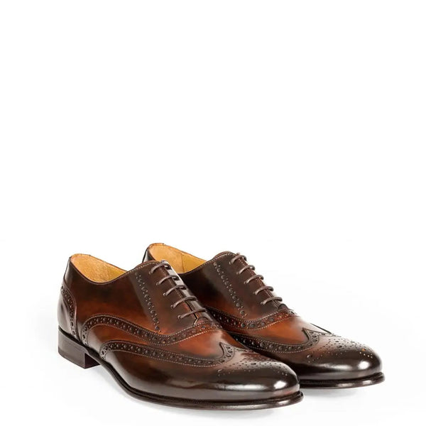 Wingtip Shiny Leather Oxford Tan Shoe