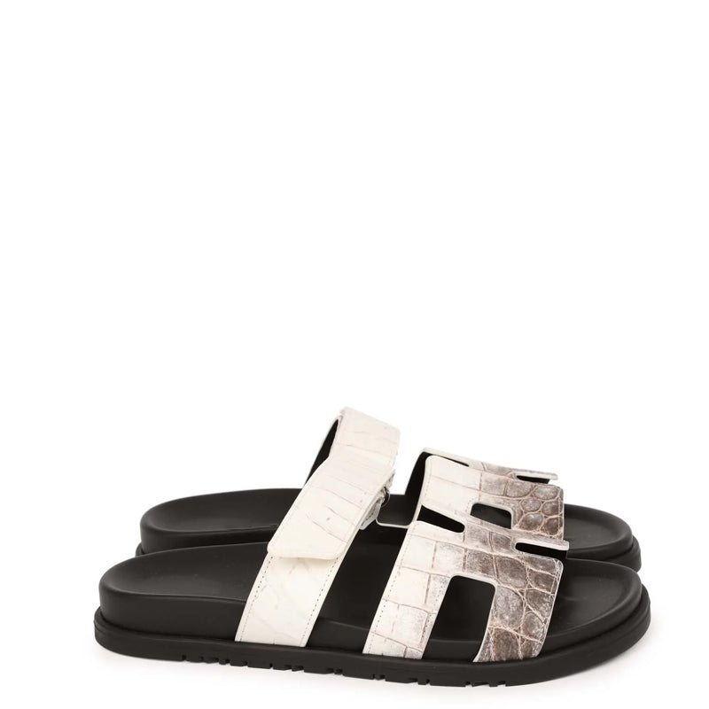 Luxury Croco Leather Matte / White Sandal