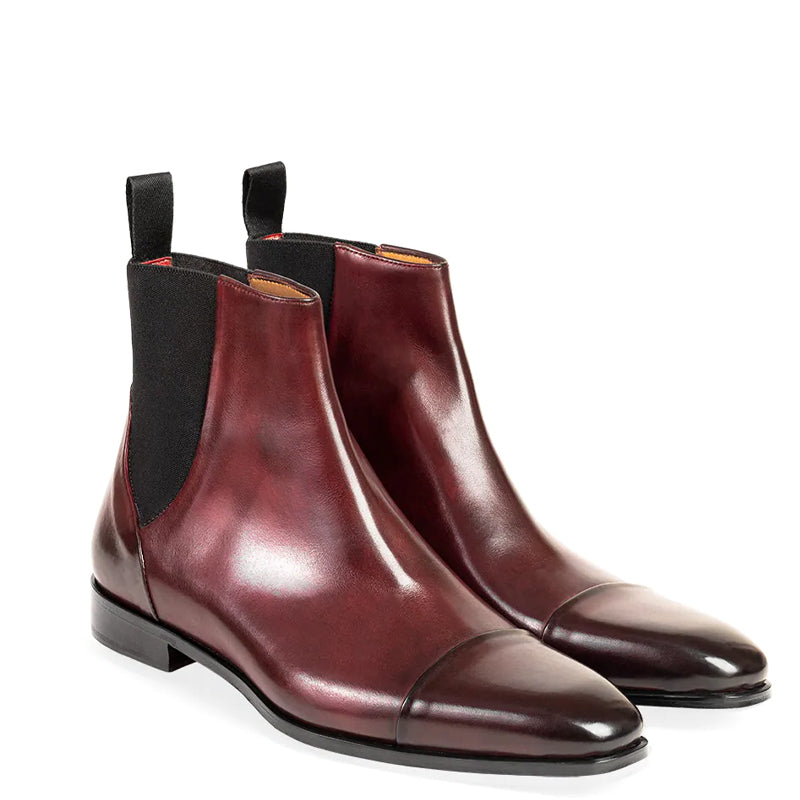 Midnight Classic Shiny Leather Burgundy Chelsea Boot