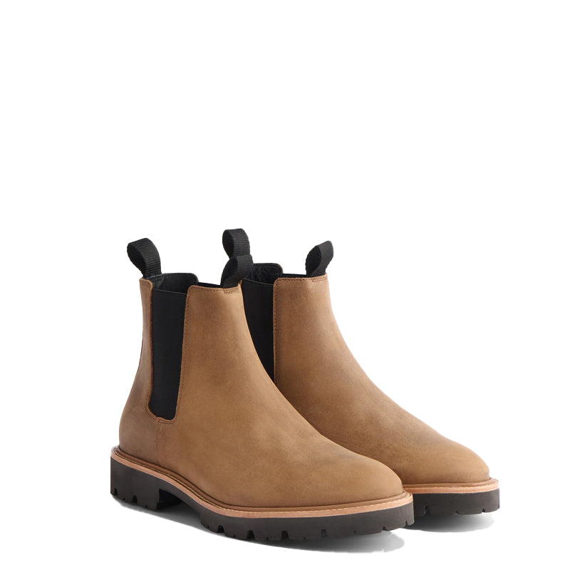 Midnight Double Strip Leather Tan Chelsea Boot