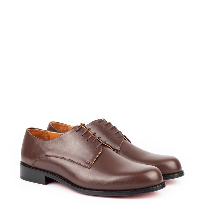 Polished Plain Italian Leather Derby Shoe Blue