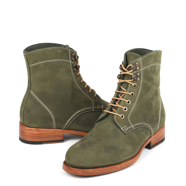 Men Suede Handmade Lace Up Leather Ankle Boots