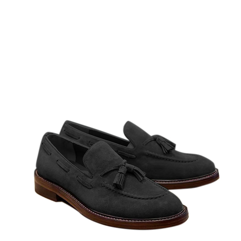 Comfort Tassel Penny Loafer in Olive Green Suede Leather