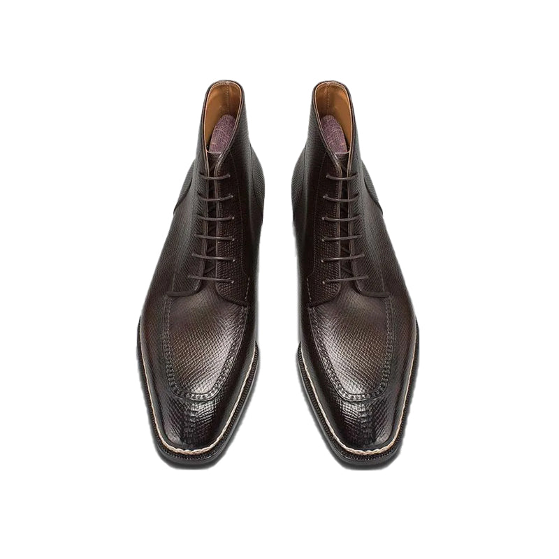 Premium Split Toe Leather Derby Ankle Boot Brown