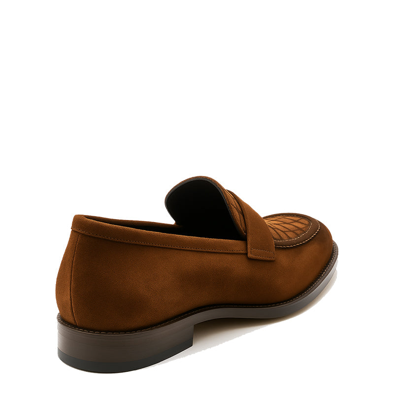 Suede Royale Leather Printed Brown Loafer