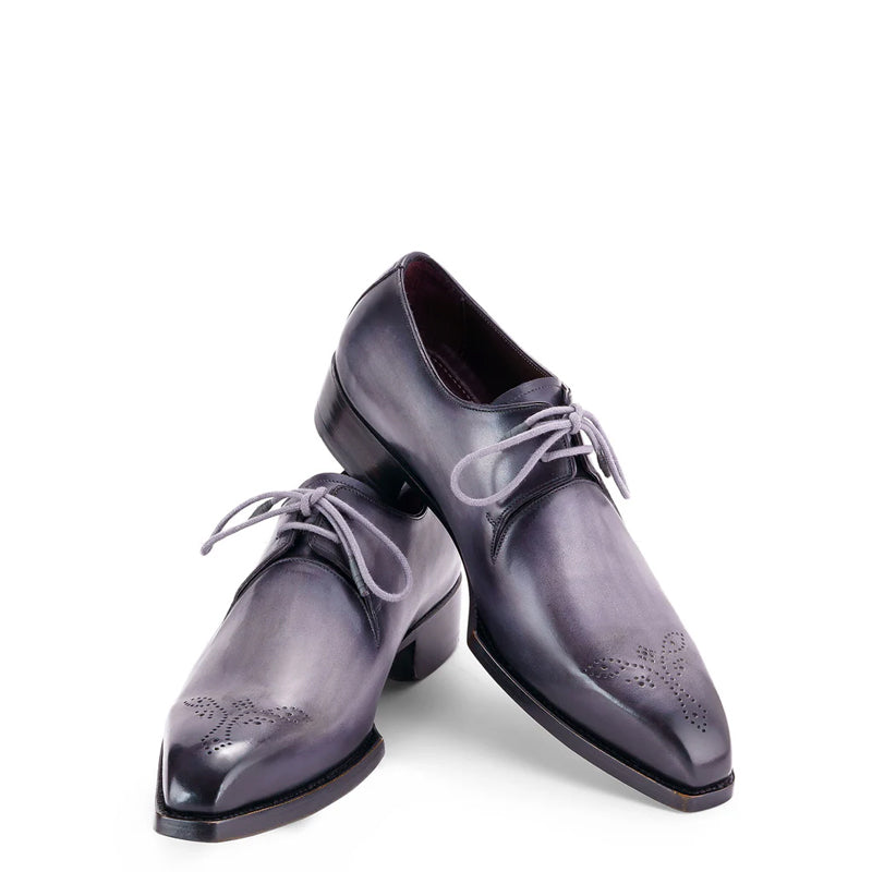 Leather Handmade Wingtip Derby Grey Shoe