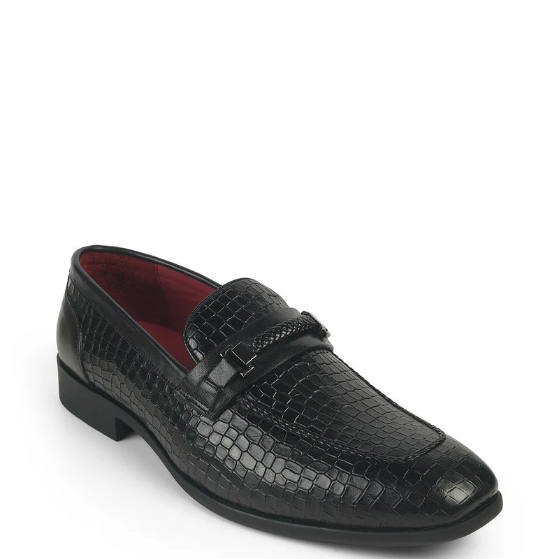 Men Crocodile Pattern Leather Stylish Loafer Brown