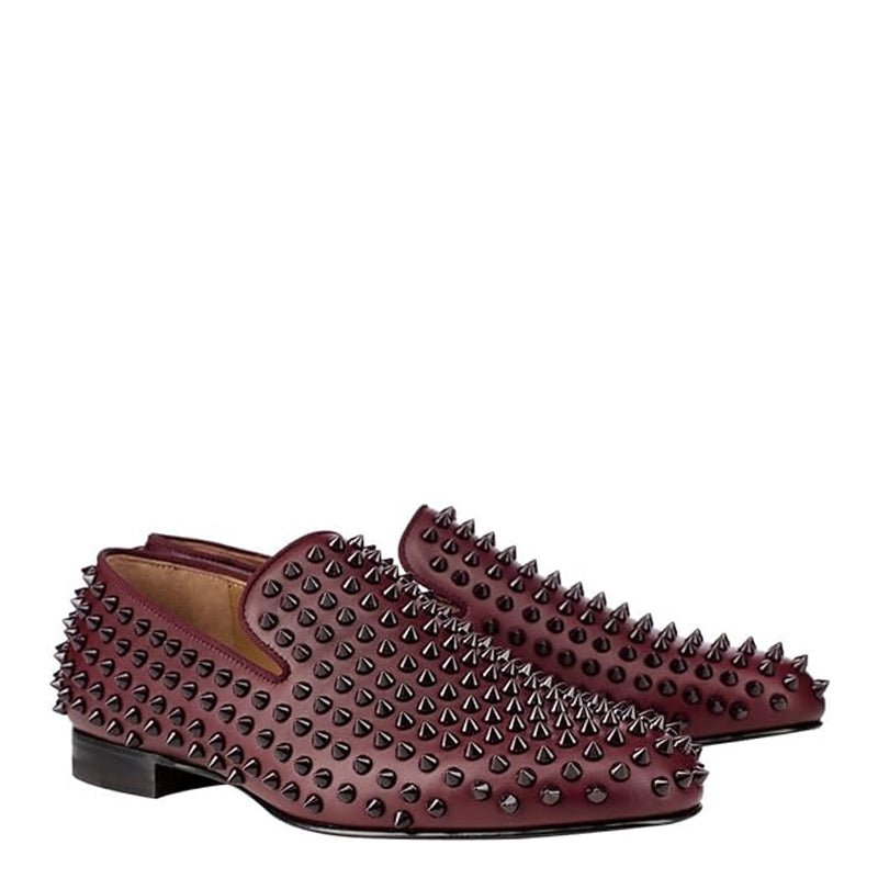 Men Suede Studded Slip On Loafers