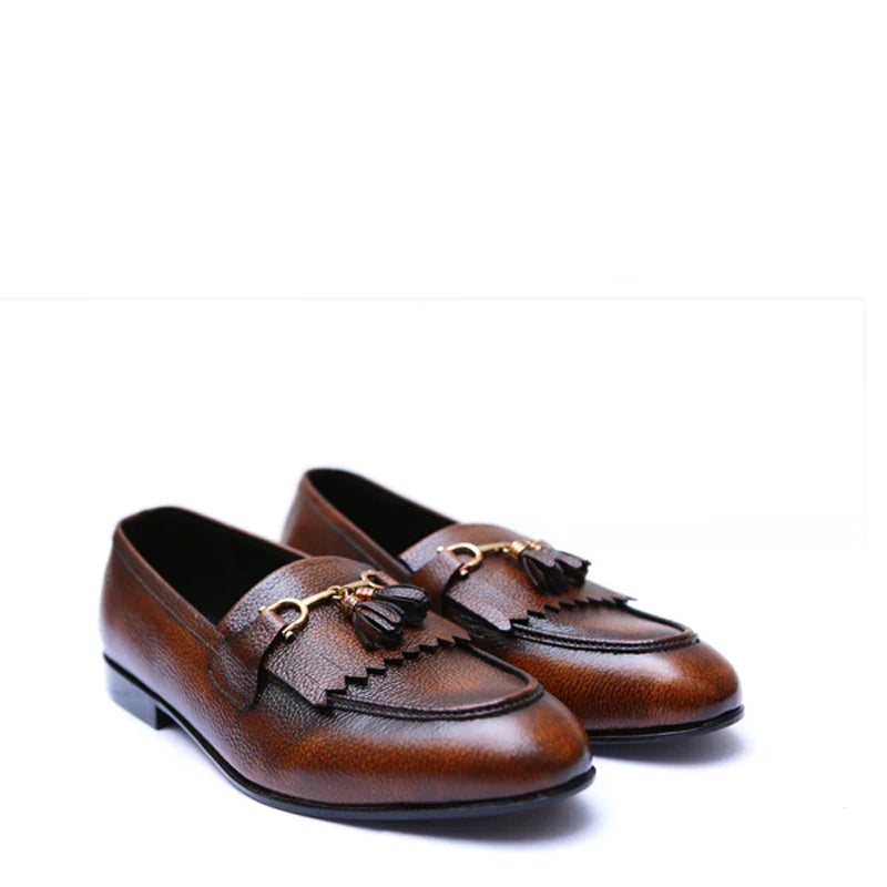 Premium Solid Leather Tassel Formal Brown Loafer