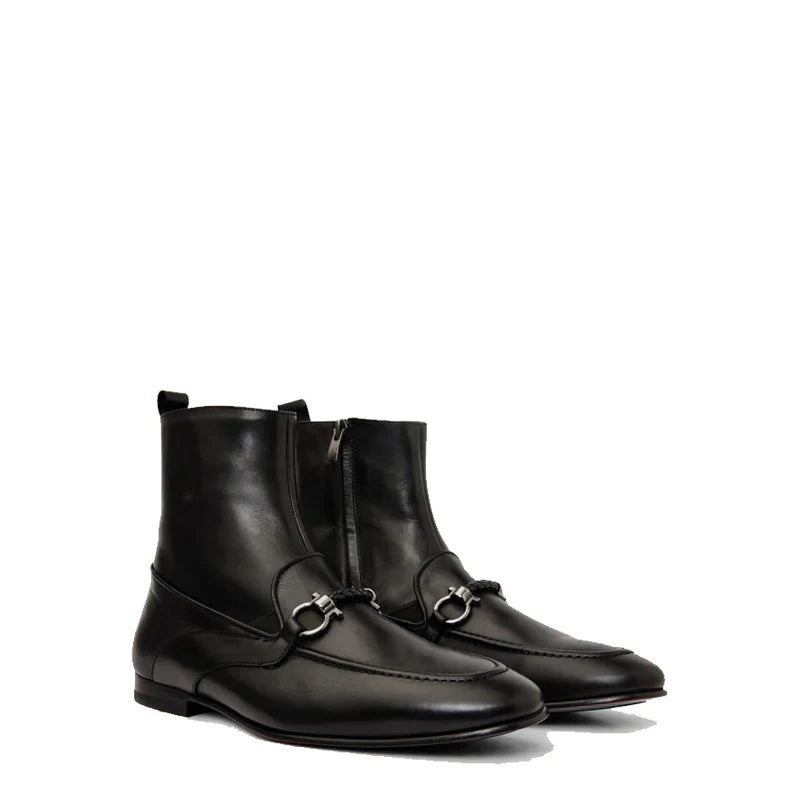 Black Suede Zip Up Dress Men Boot