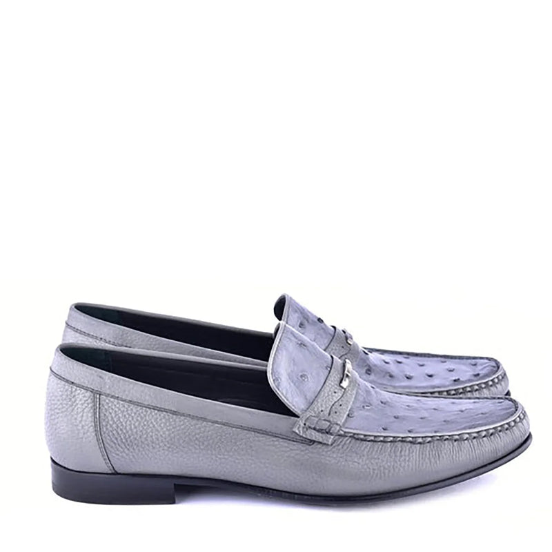 Exotic Ostrich Deer Skin Moccasins Loafers