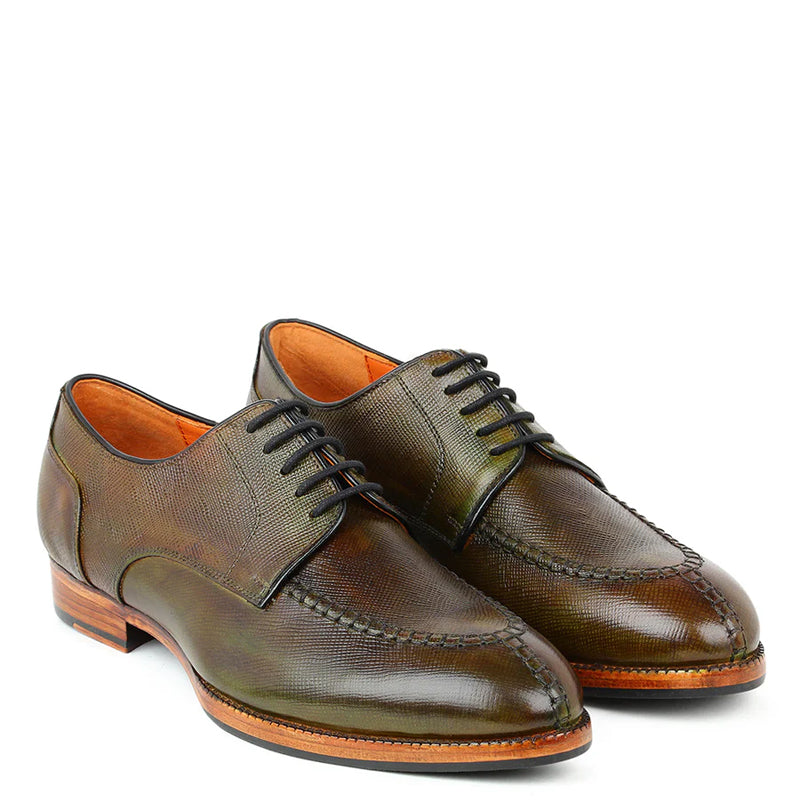 Patina Split Toe Italian Leather Derby Shoe Green