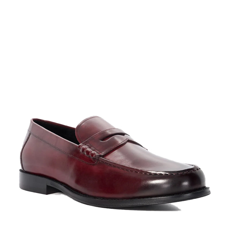 Leather Penny Trim Brown Loafer For Men