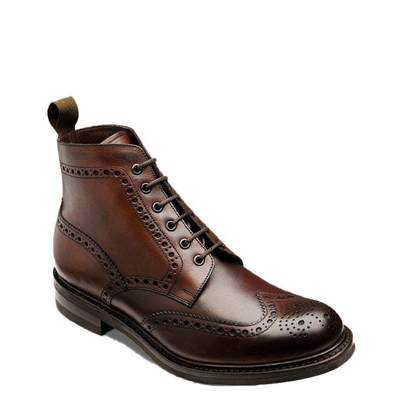 Leather Lace Up Wingtip High Ankle Brown Boot
