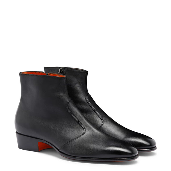 Premium Polished Leather Side Zipper Boot