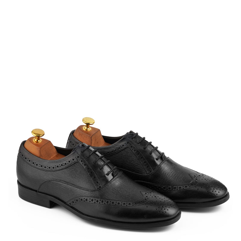 Wingtip Handmade Solid Leather Oxford Shoe Black