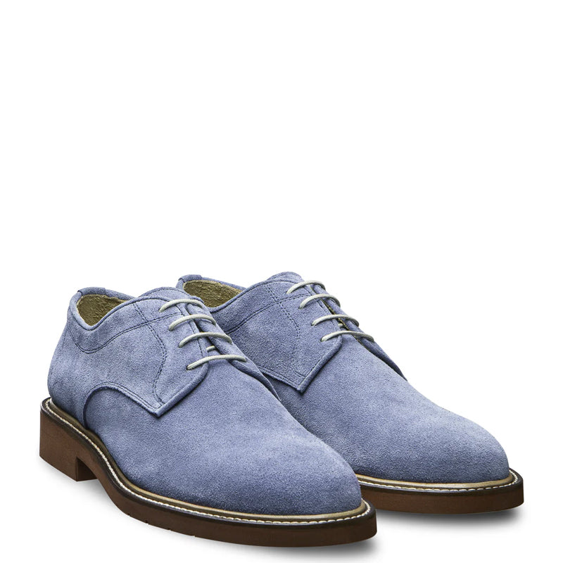 Men Suede Casual Leather Derby Shoe Light Blue
