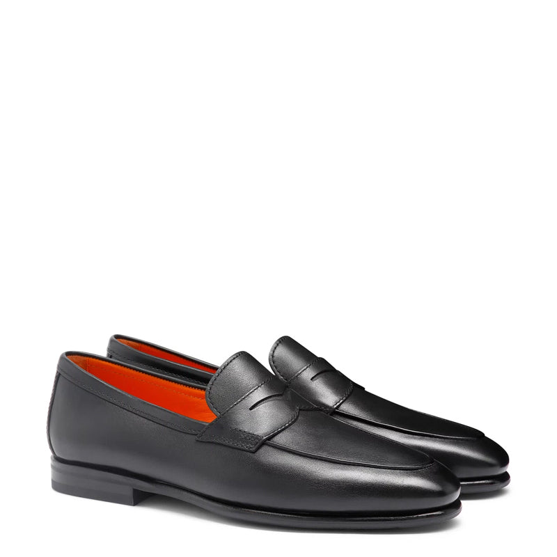 Penny Solid Leather Carlo Blue Loafer