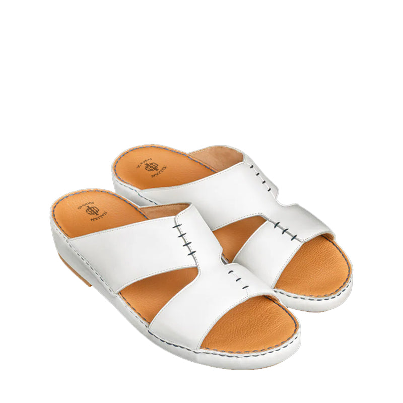 Open Toe Handmade Leather Comfort White Arabic Sandal