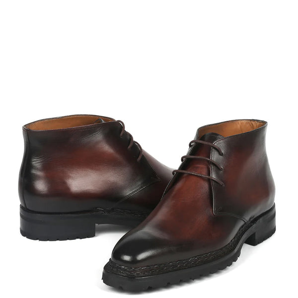 Classic Plain Solid Leather Chukkas Boots