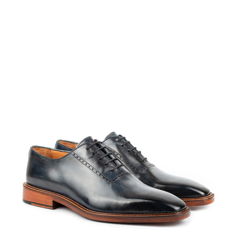 Pure Leather Handmade Wholecut Oxford Shoe Dark Blue