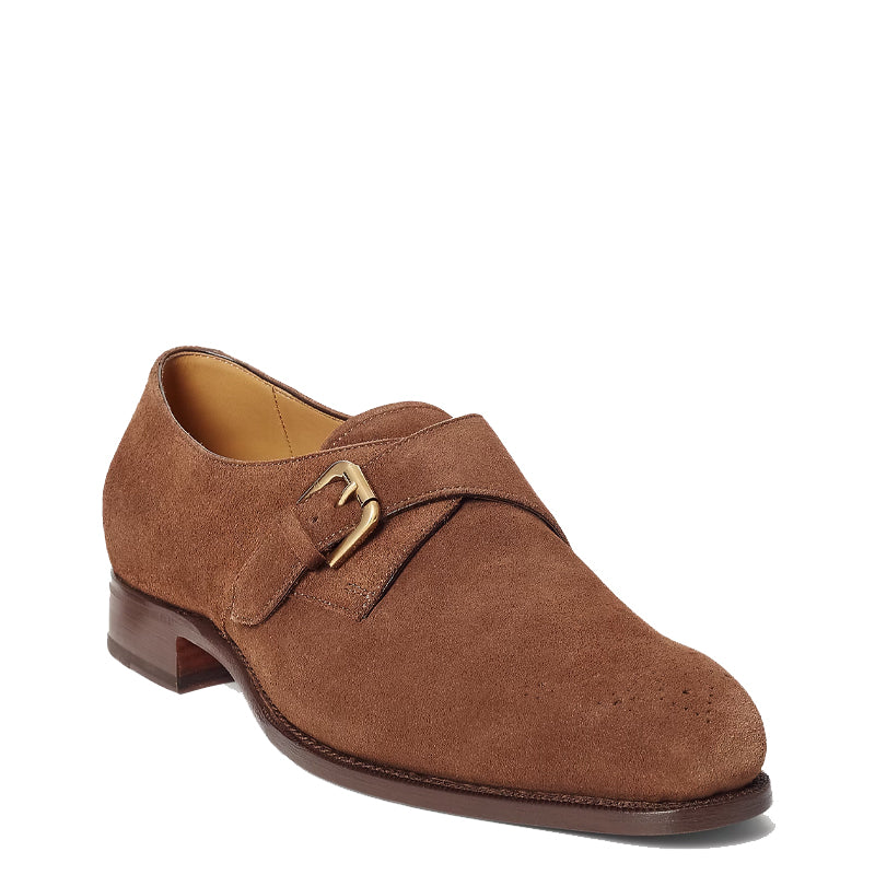 Men Suede Leather Single Monk-Strap Loafer Brown