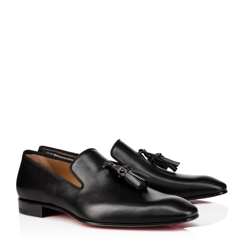 Polished Leather Tassel Loafer Black For Men
