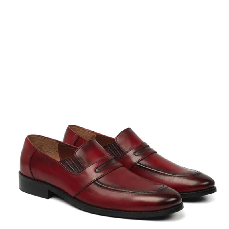 Blue Leather Penny Loafer For Men