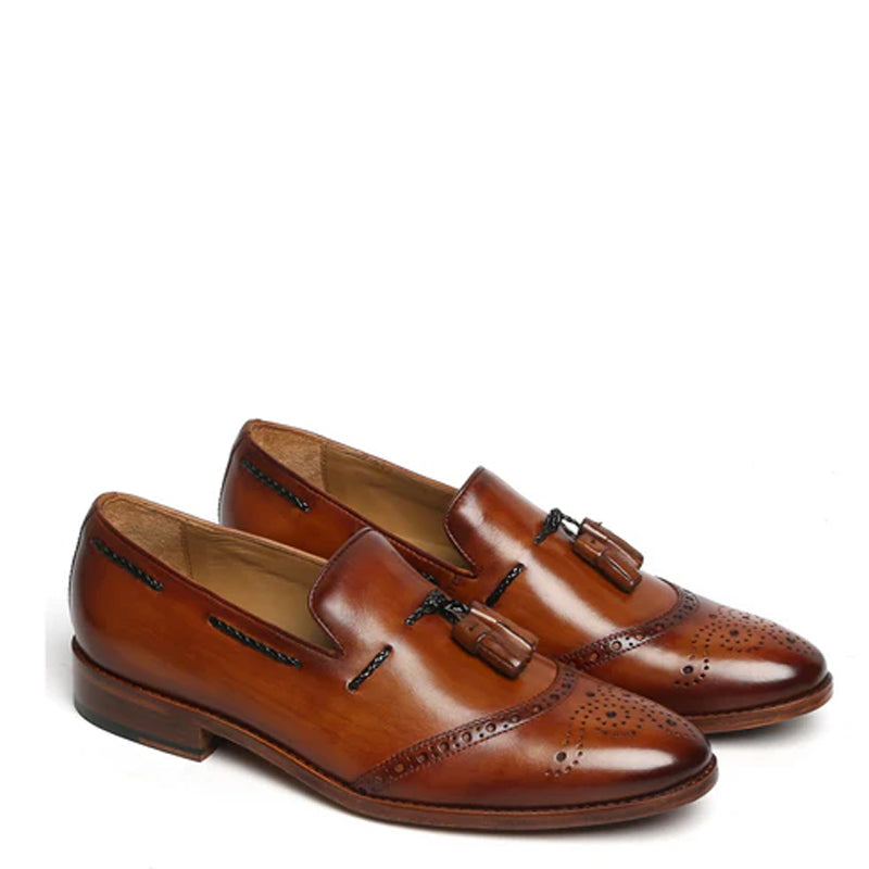 Men Leather Slip On Tassel Loafers