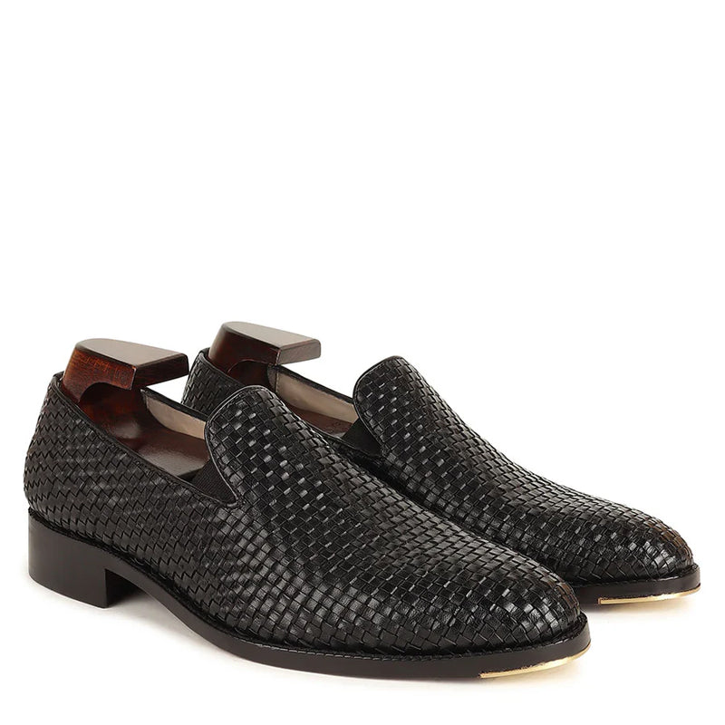Premium Handmade Woven Leather Loafers For Men