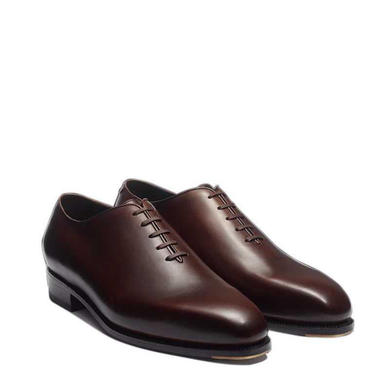 Plain Polished Leather Wholecut Oxford Shoes