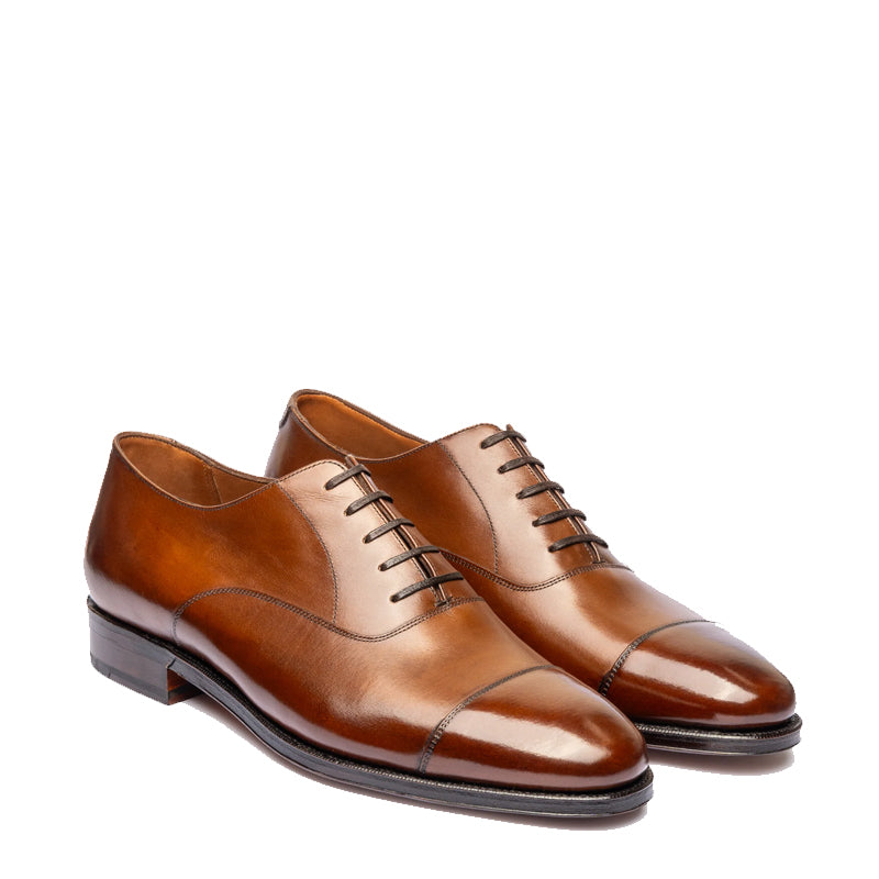 Classic Design Captoe Plain Leather Oxford Shoe Brown