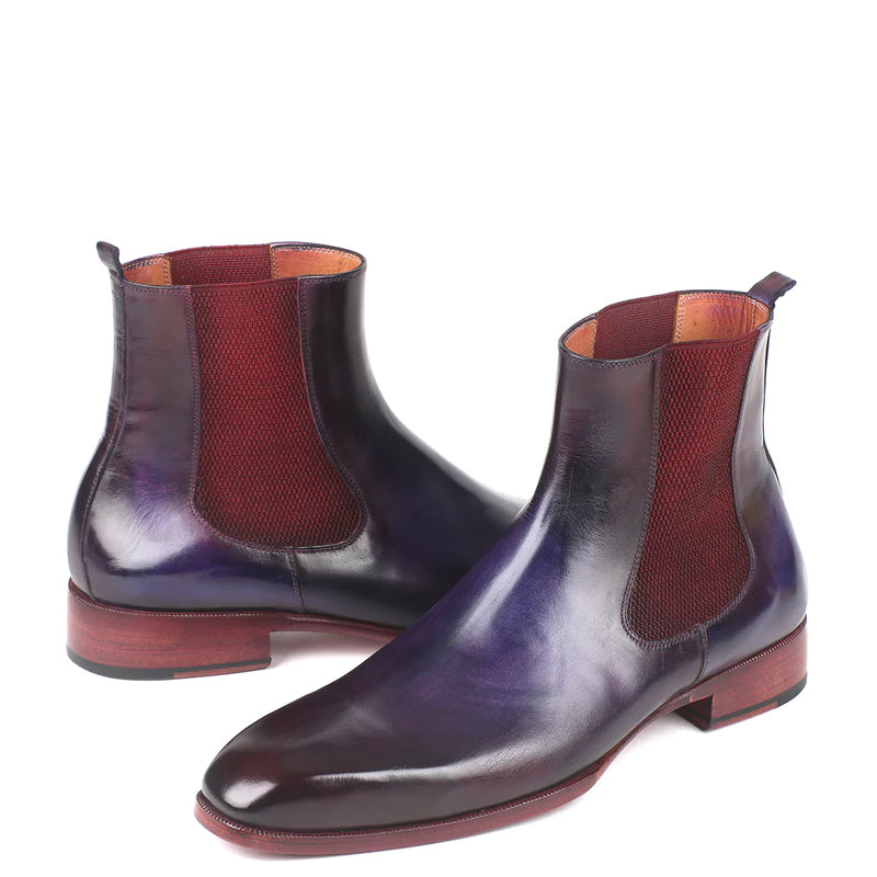 HandPainted Solid Leather Chelsea Boot Black and Grey