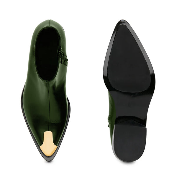 Punk Leather Boots Golden Toe